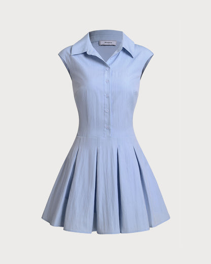 Vestido Mini Sin Mangas A-Line Azul
