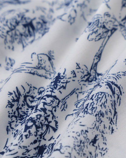 Vestido Mini Sin Mangas de Cuello Barco Floral Azul