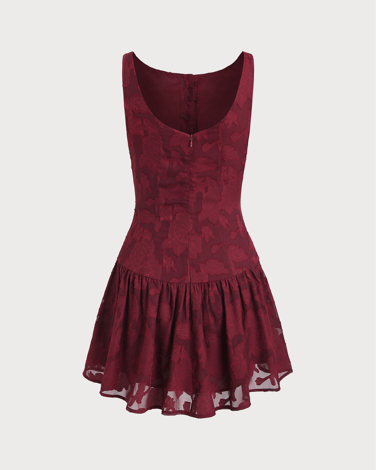Vestido Mini A-Line de Jacquard Rojo con Cuello Barco