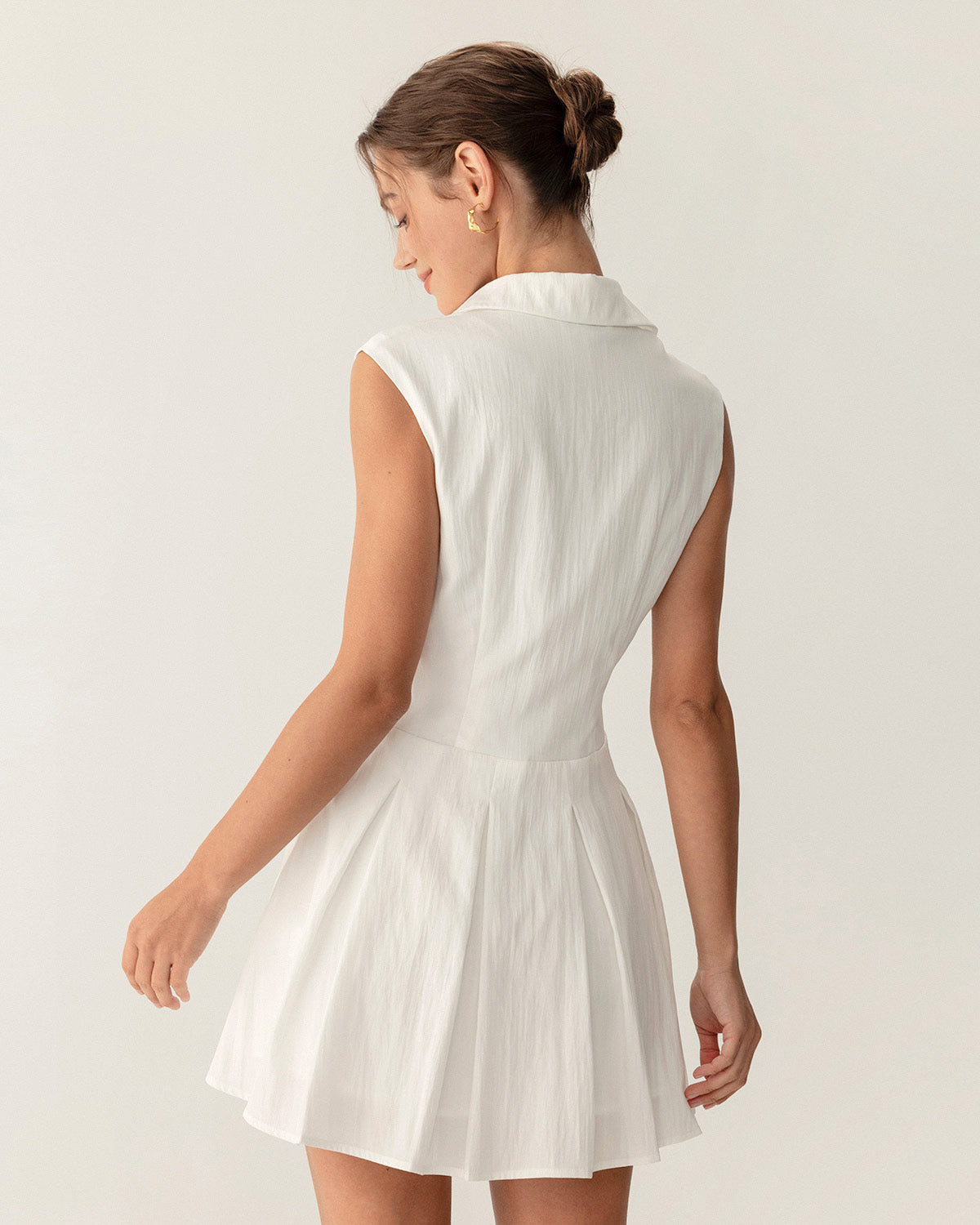 Vestido Mini Sin Mangas A-Line Blanco