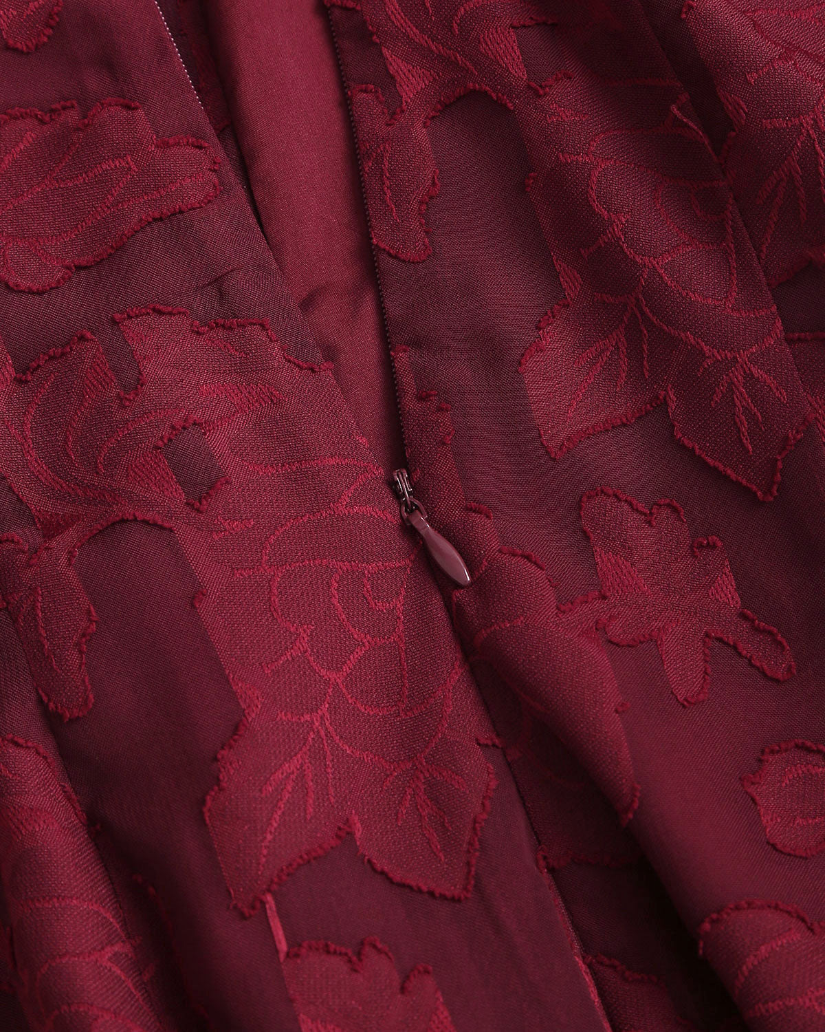 Vestido Mini A-Line de Jacquard Rojo con Cuello Barco