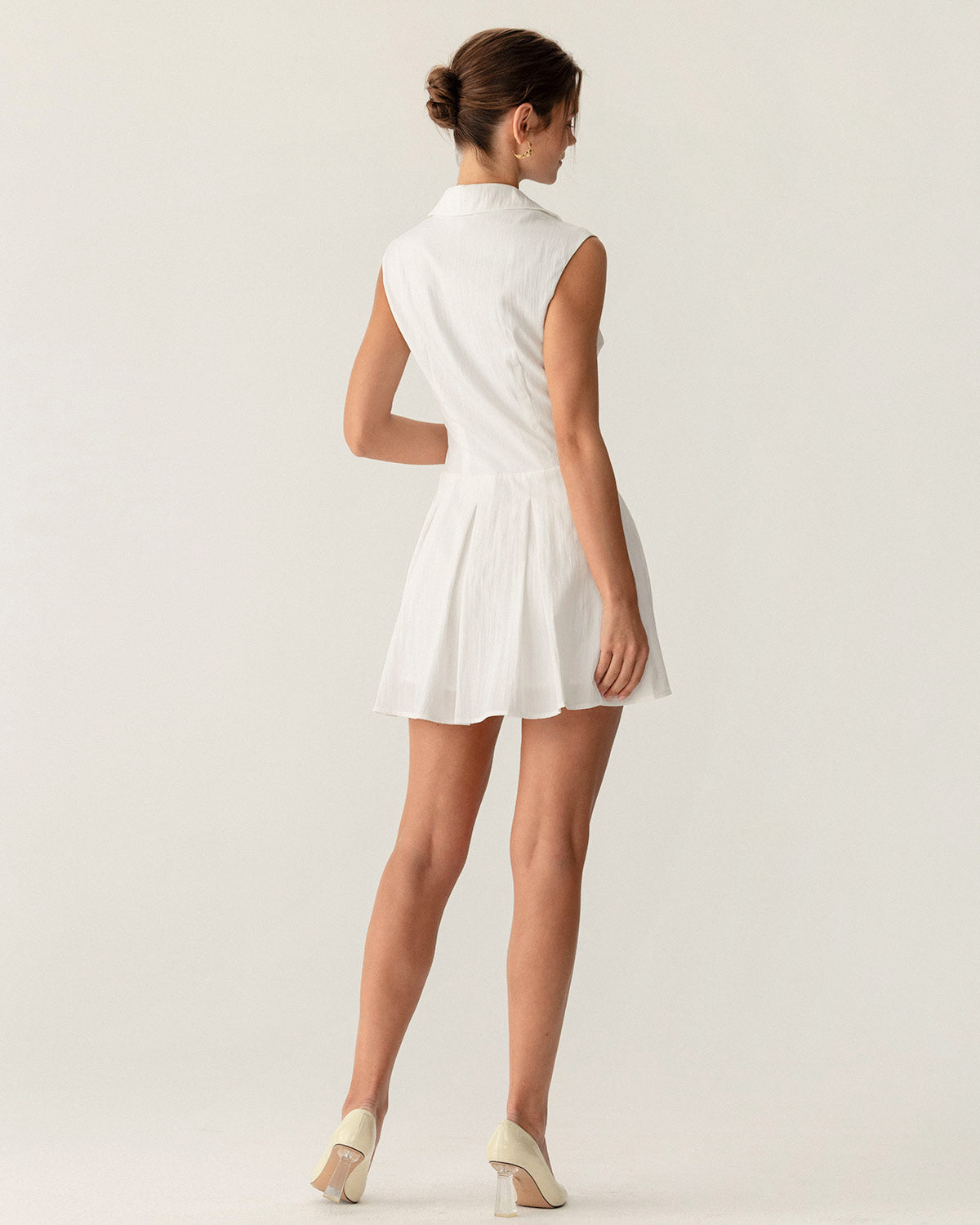 Vestido Mini Sin Mangas A-Line Blanco