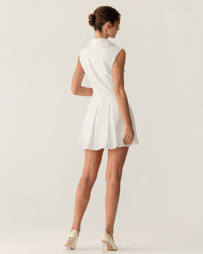 Vestido Mini Sin Mangas A-Line Blanco
