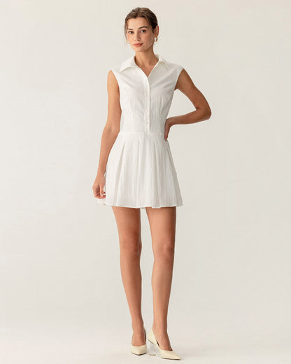 Vestido Mini Sin Mangas A-Line Blanco