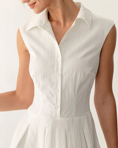 Vestido Mini Sin Mangas A-Line Blanco