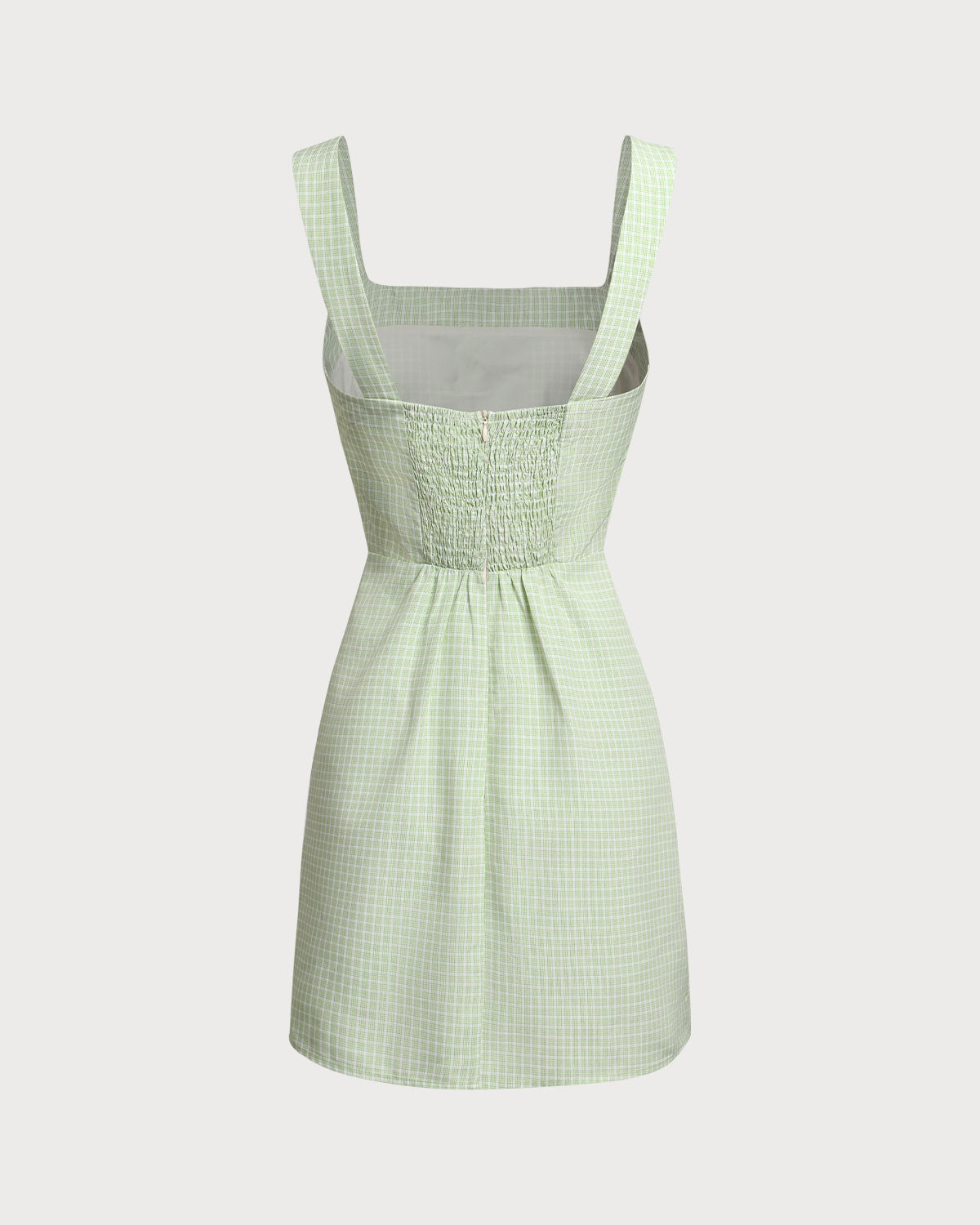 Vestido Mini de Tirantes con Cuello Cuadrado a Rayas Verdes
