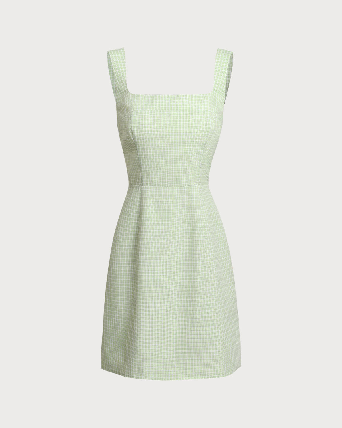 Vestido Mini de Tirantes con Cuello Cuadrado a Rayas Verdes