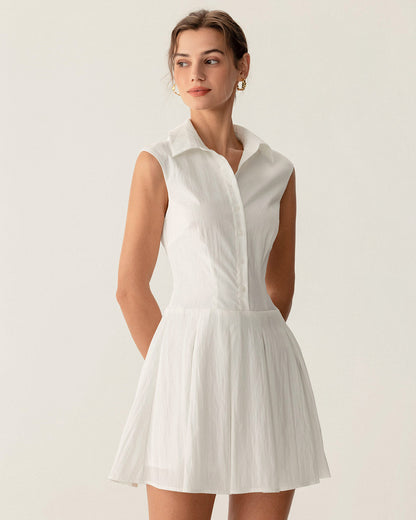 Vestido Mini Sin Mangas A-Line Blanco