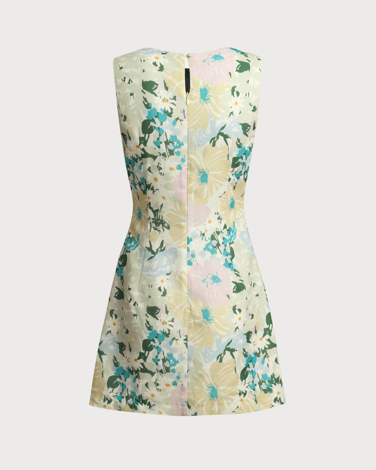 Vestido Mini Sin Mangas de Flores Verdes