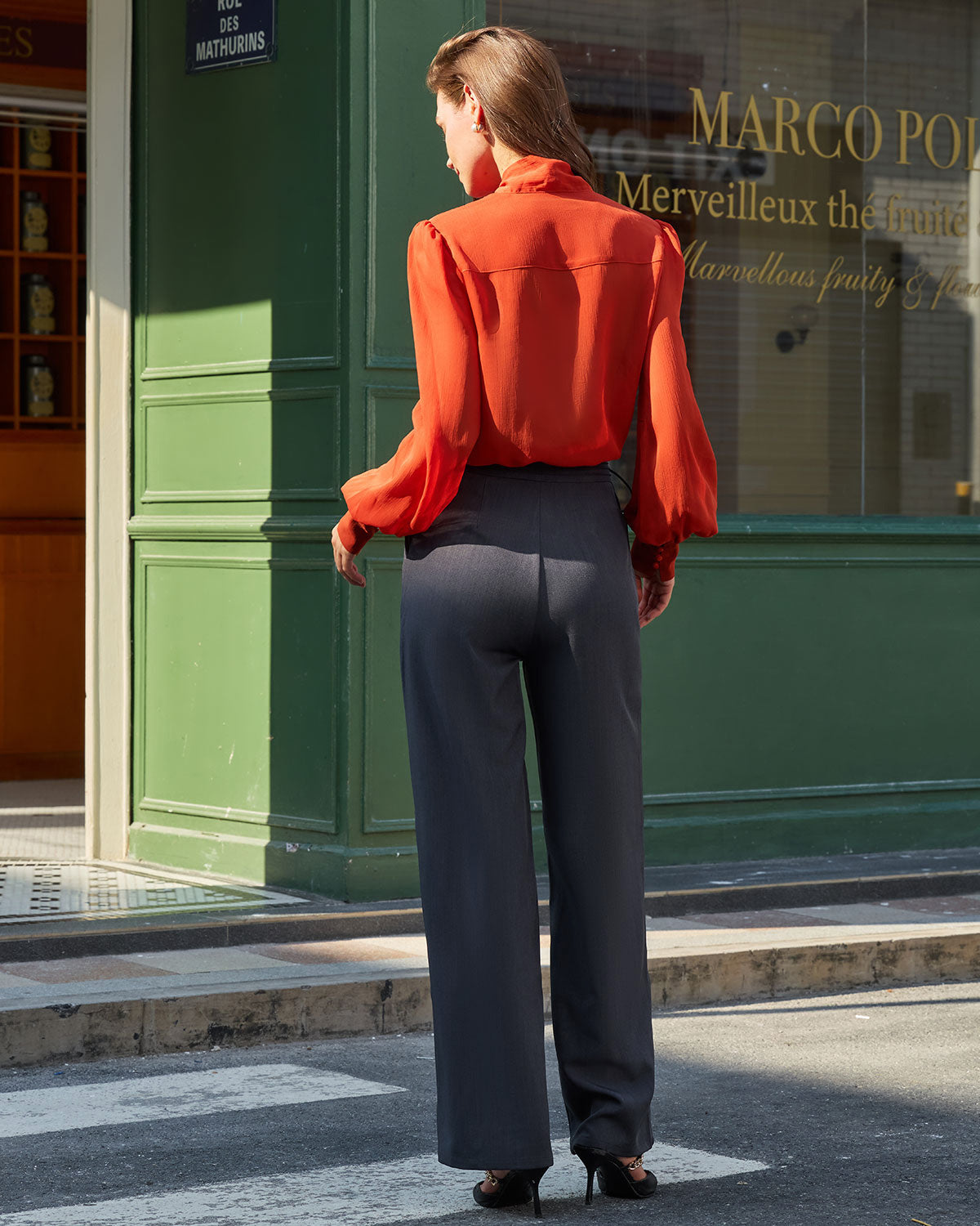Pantalones Rectos Casuales de Cintura Natural Grises
