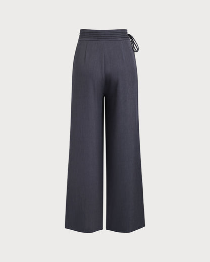 Pantalones Rectos Casuales de Cintura Natural Grises