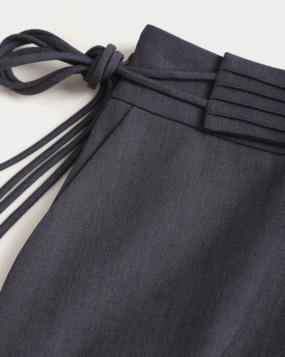 Pantalones Rectos Casuales de Cintura Natural Grises