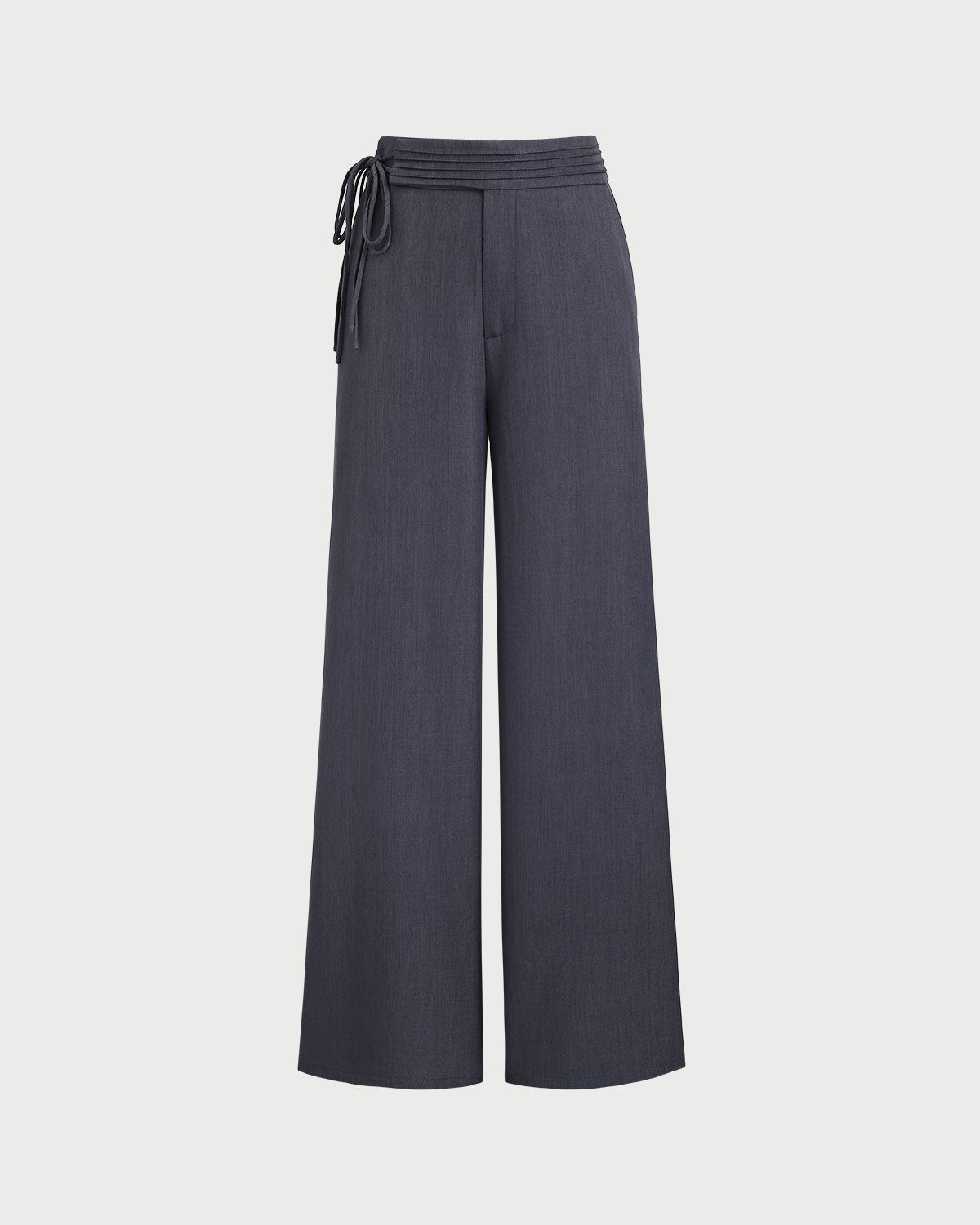 Pantalones Rectos Casuales de Cintura Natural Grises