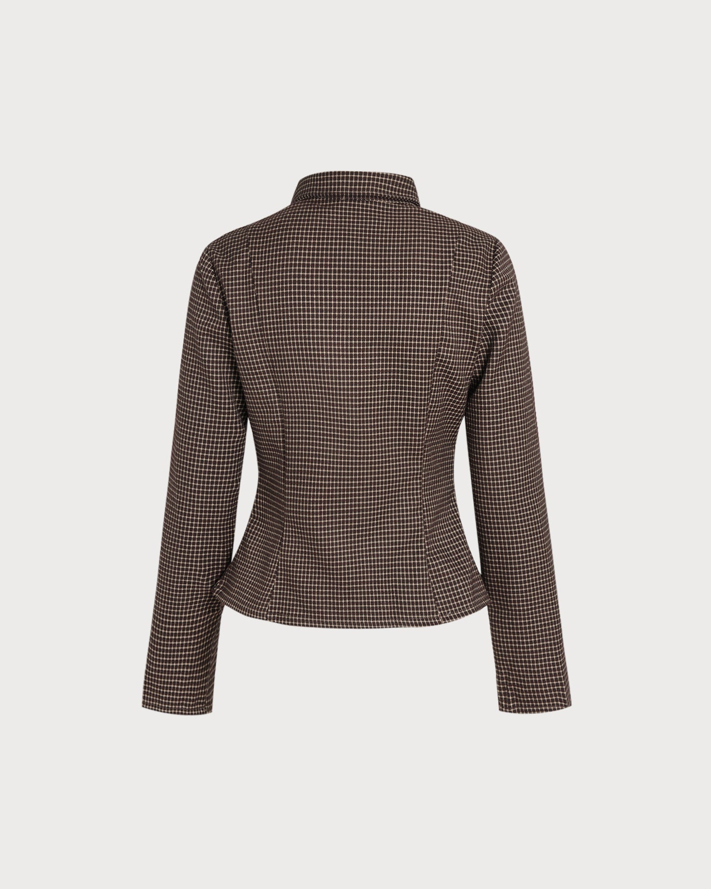 Camisa de Cuadros con Botón de Café