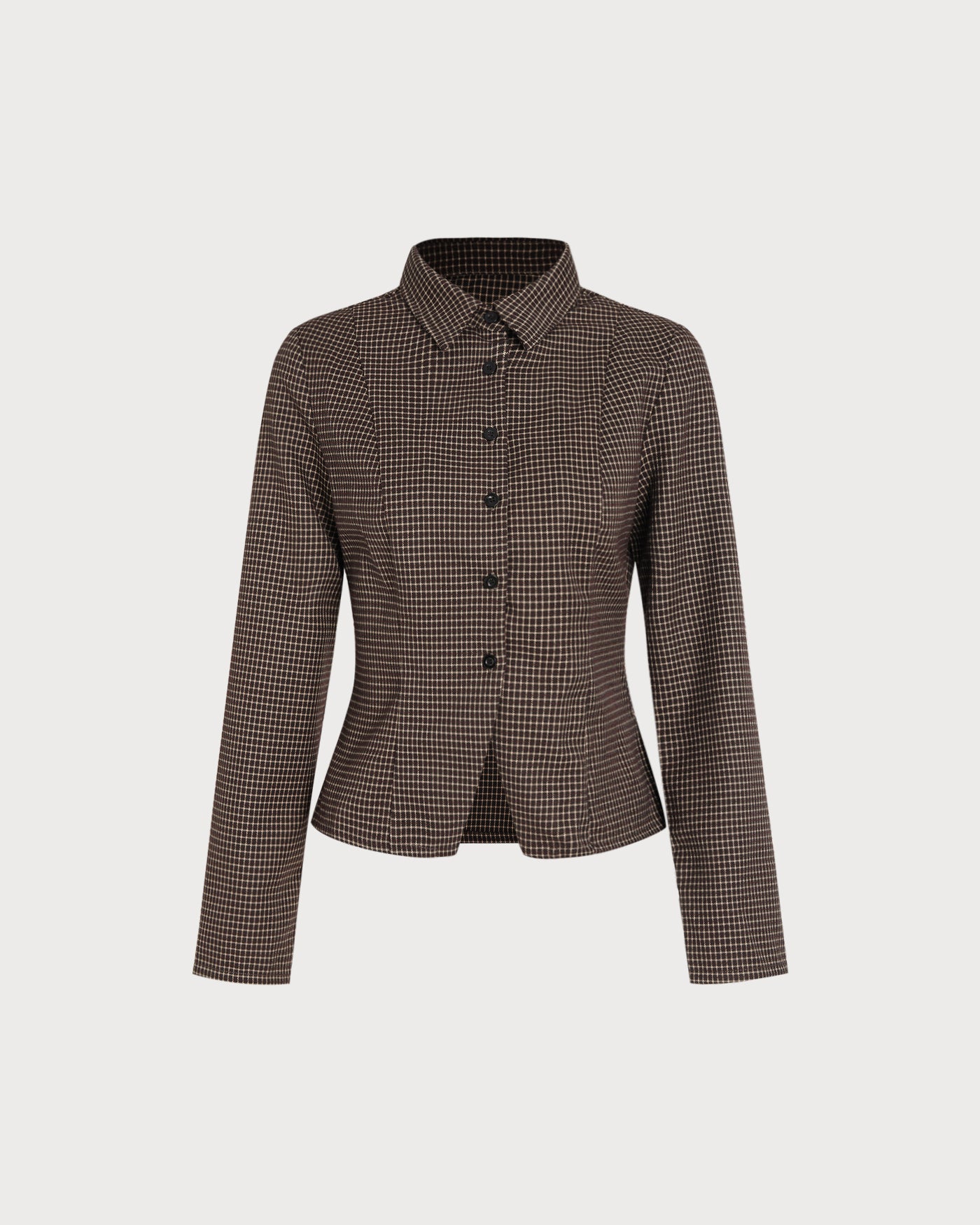 Camisa de Cuadros con Botón de Café