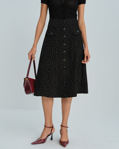 Falda Midi de Lunares Negros