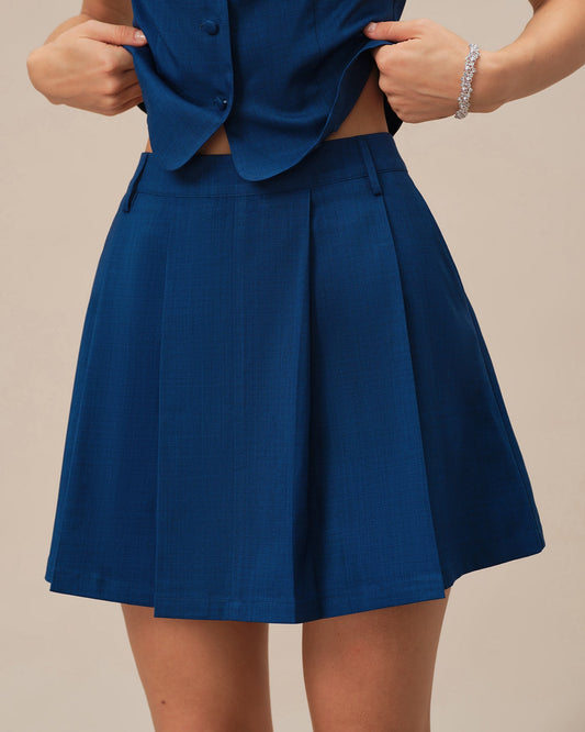 Falda Mini A-Line con Bolsillos Azules