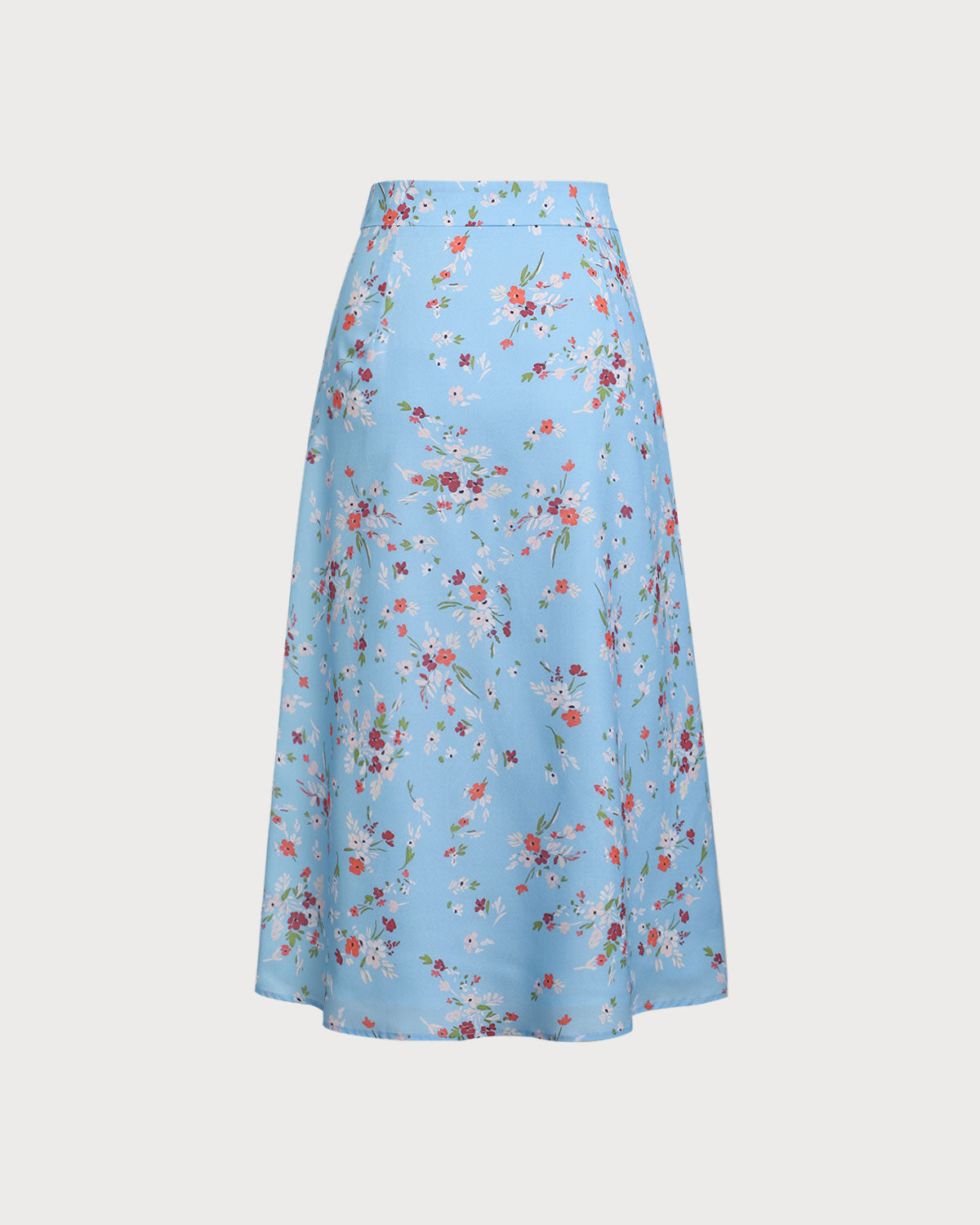 Falda Midi A-Line Floral Azul con Abertura