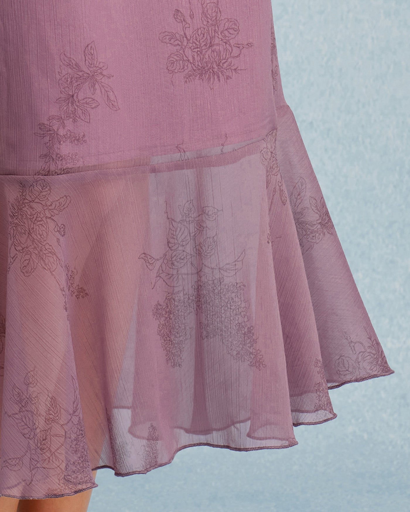 Falda Midi Sirena Floral Morada