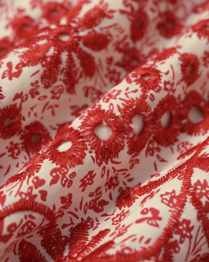 Falda Midi Fruncida Floral Roja