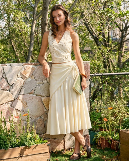 Falda Midi con Empalme de Albaricoque