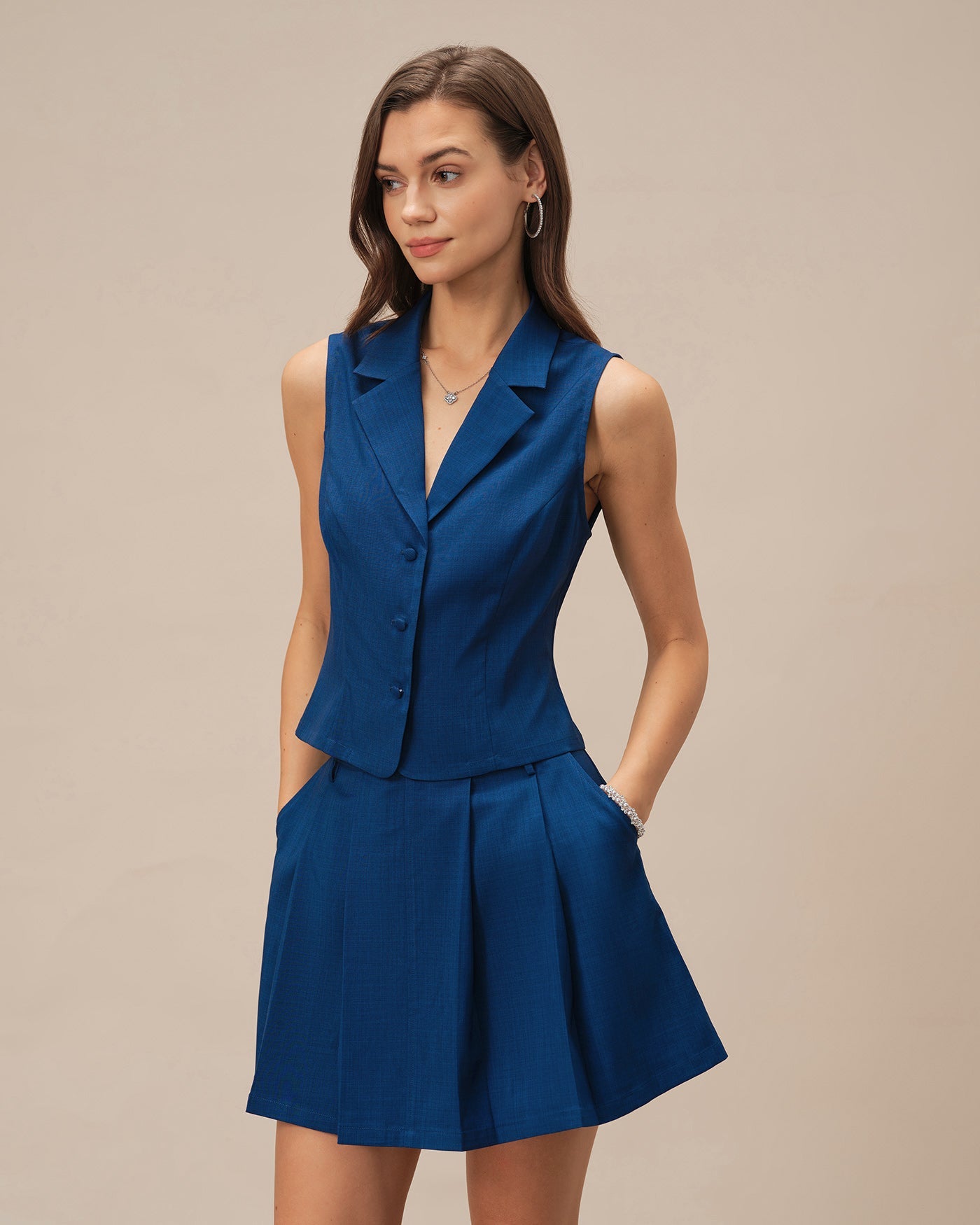 Falda Mini A-Line con Bolsillos Azules