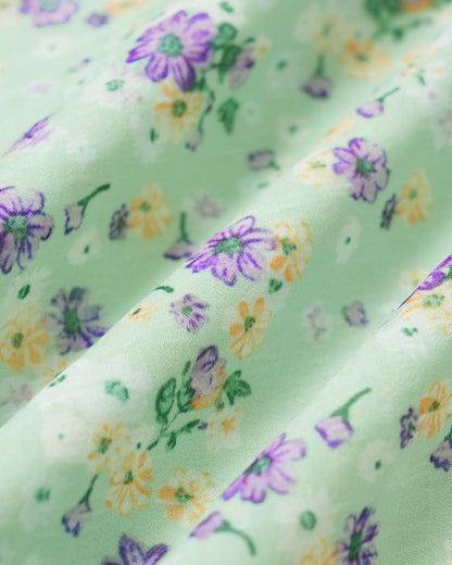 Falda Recta con Estampado Floral Verde