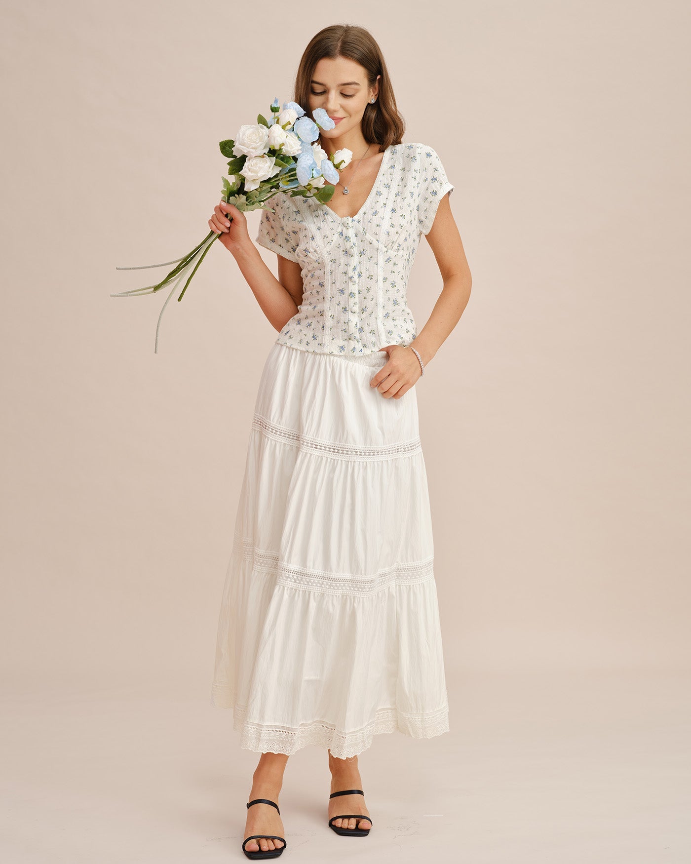 Falda Maxi Blanca con Cintura Elástica