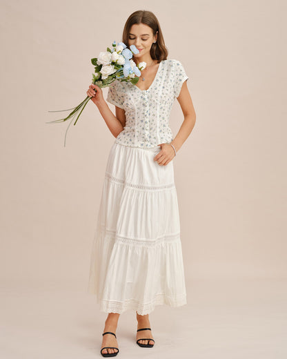 Falda Maxi Blanca con Cintura Elástica