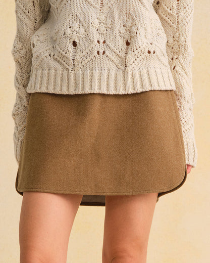 Falda Mini A-Line de Cintura Natural Caramelo