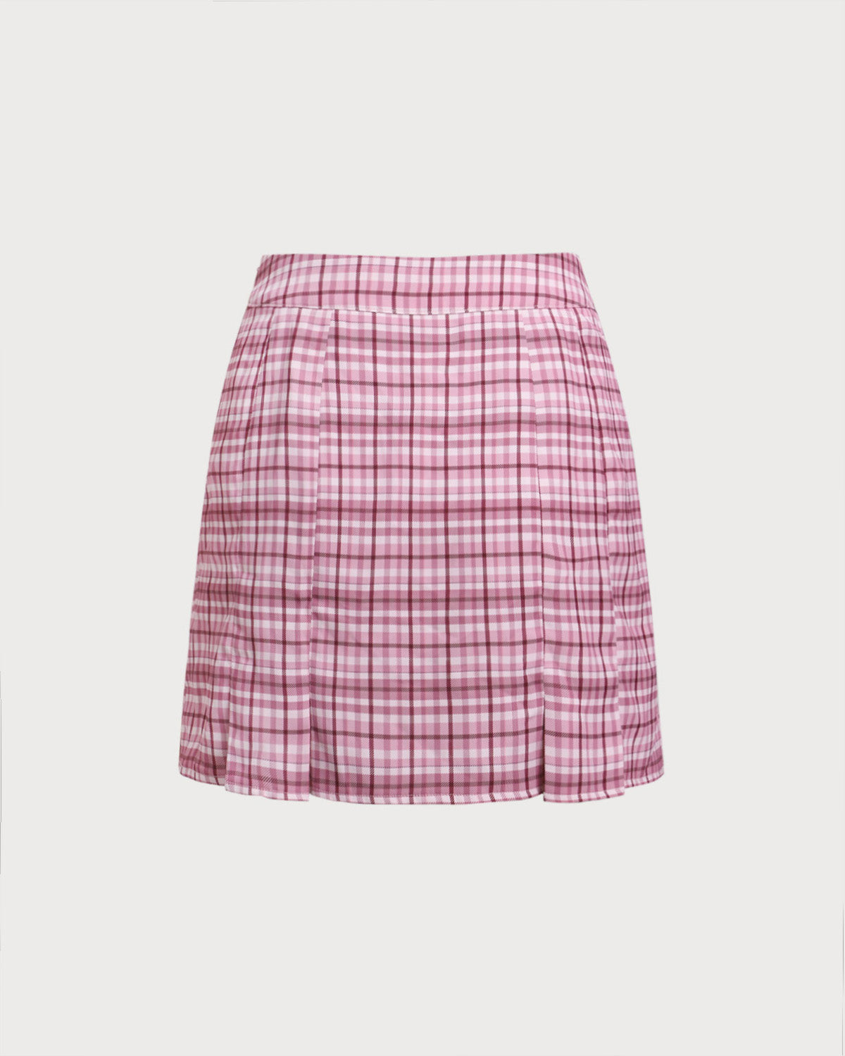 Falda Mini Recta de Cuadro Rosa