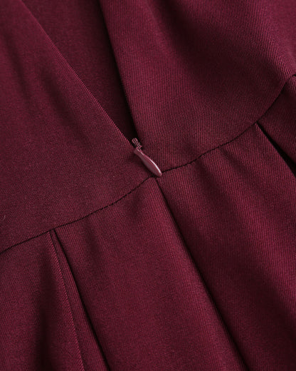 Falda Midi Plisada de Cintura Natural Color Rojo Vino