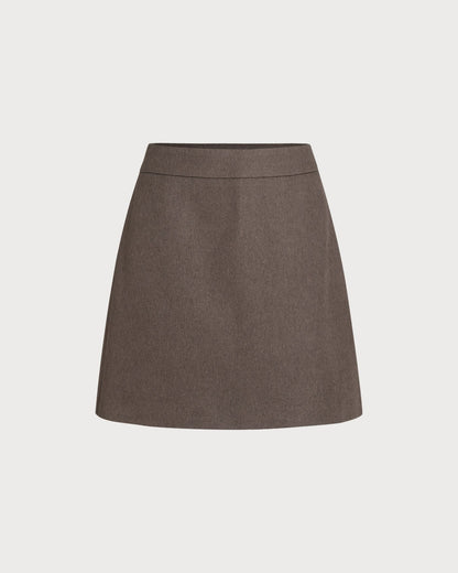 Falda Mini A-Line Marrón