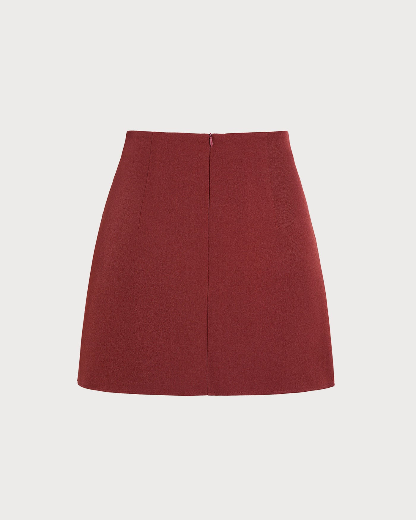 Falda Mini A-Line Fruncida Color Rojo Ladrillo