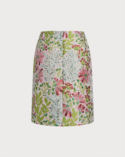 Falda Recta con Cremallera Floral