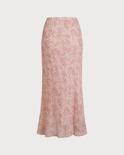 Falda Floral Rosa con Cintura Elástica