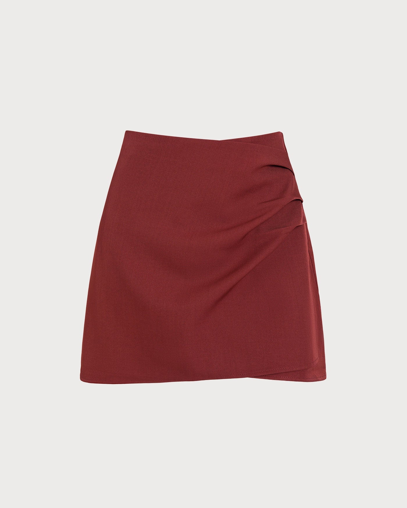 Falda Mini A-Line Fruncida Color Rojo Ladrillo