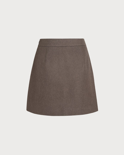 Falda Mini A-Line Marrón