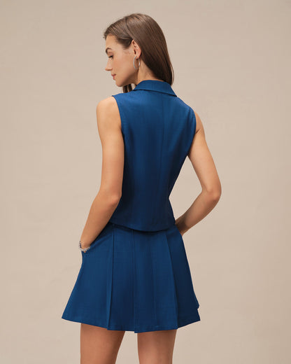 Falda Mini A-Line con Bolsillos Azules