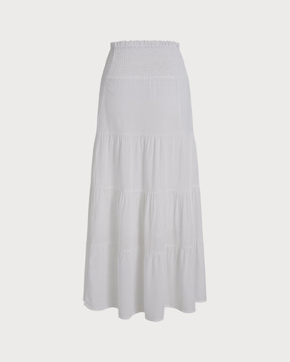 Falda Midi Blanca Acampanada