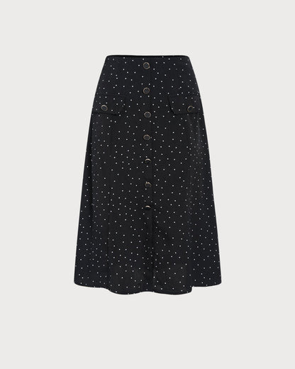 Falda Midi de Lunares Negros