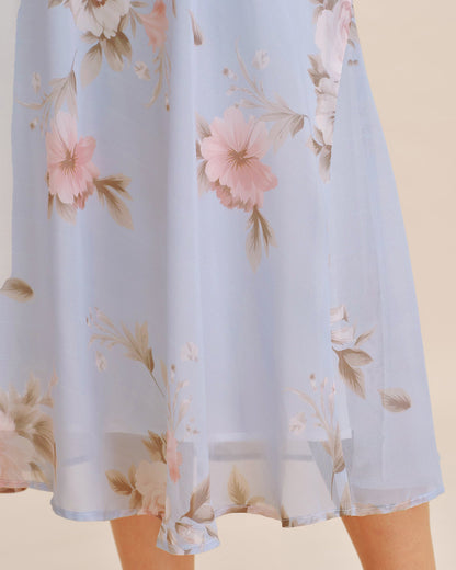 Falda Midi A-Line Floral Púrpura Claro