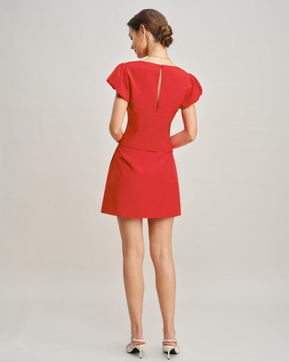 Falda Mini A-Line de Bolsillos Rojos