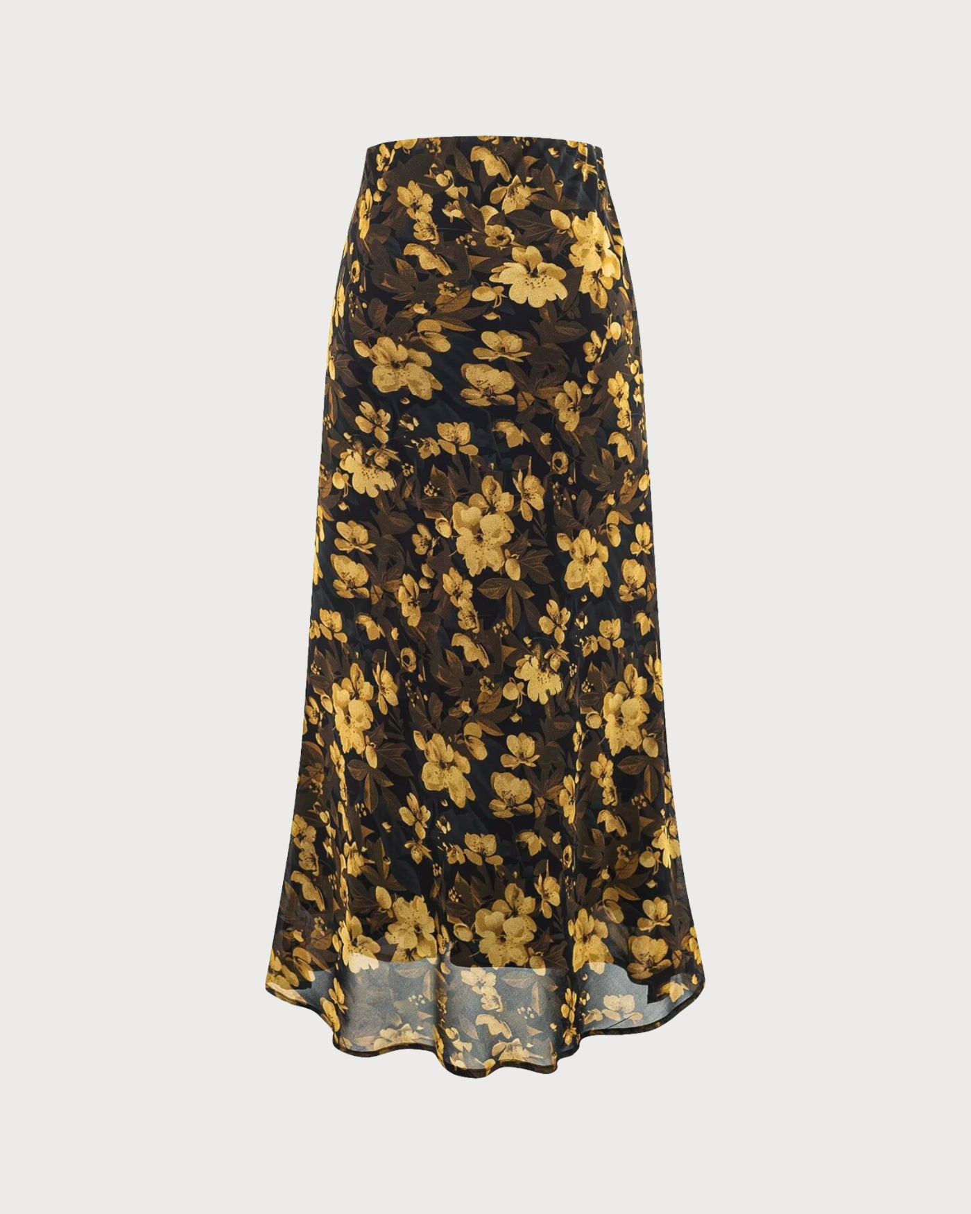 Falda Negra Floral con Cintura Elástica