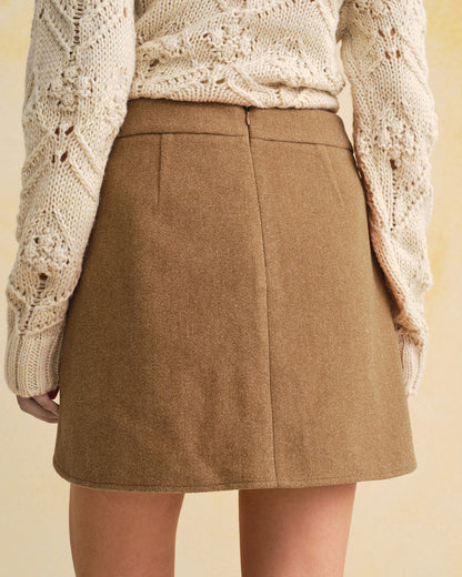 Falda Mini A-Line de Cintura Natural Caramelo
