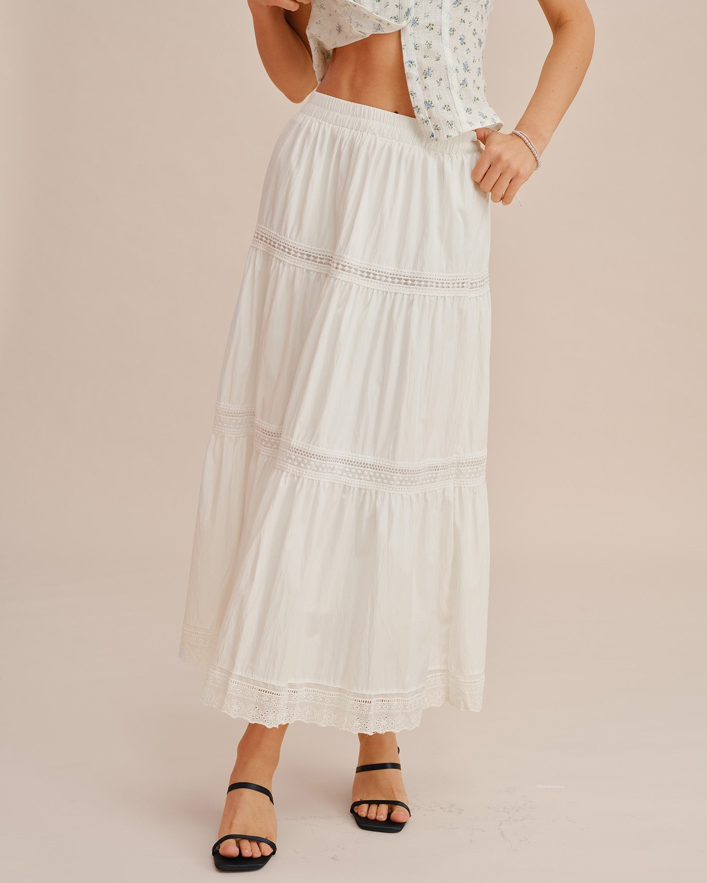 Falda Maxi Blanca con Cintura Elástica