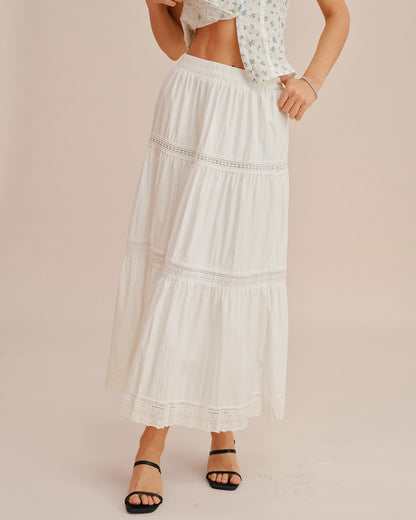 Falda Maxi Blanca con Cintura Elástica