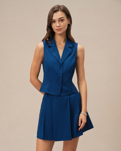 Falda Mini A-Line con Bolsillos Azules