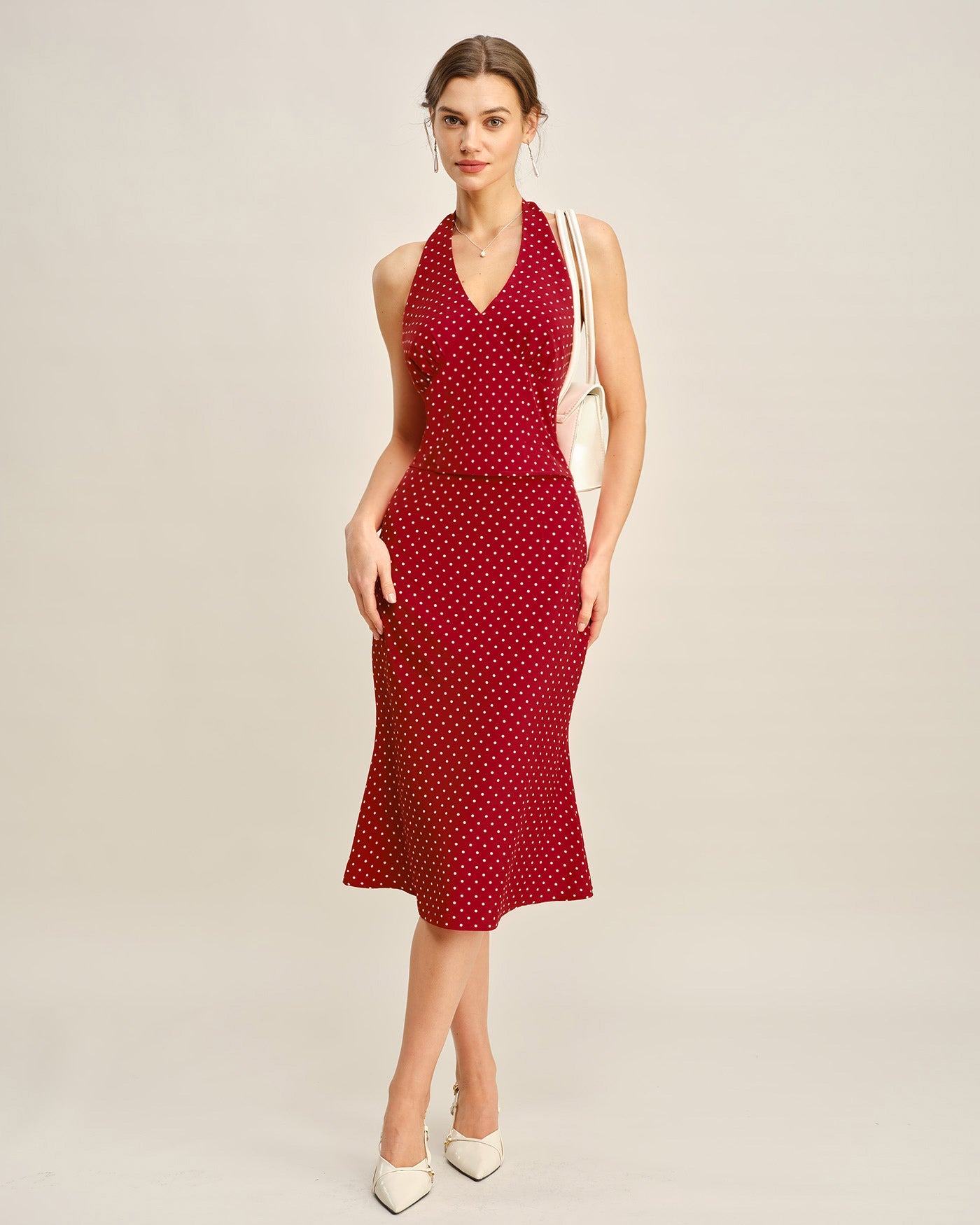 Falda Midi de Sirena con Lunares Rojos
