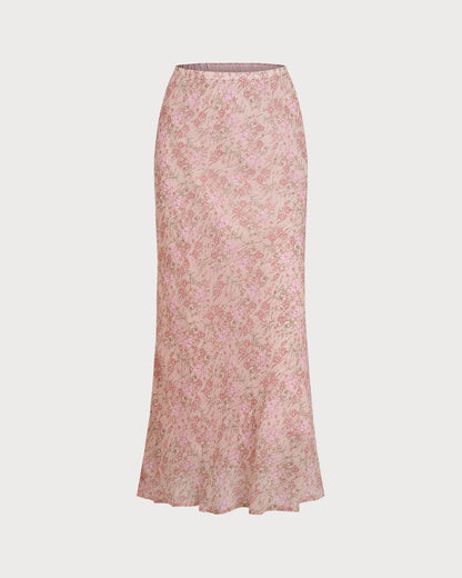 Falda Floral Rosa con Cintura Elástica